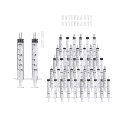 JOLLY PARTY 100 Pack 3ml Syringes with Caps, Mini 3cc Syringe Needleless, Small Oral Syringe with Tip Cap Individually Wrapped for Scientific Labs, Liquid Measuring, Pet Feeding, Oil & Glue Dispenser - style: 3ml