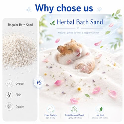 Meow&Woof Hamster Sand Bath, 2.2 lbs Low Dust Bath Sand & Potty Litter for Hamsters, Light Flower Scent Small Animal Sand for Chinchillas, Gerbils, Syrian Hamsters, Mice - color: HerbalBathSand1kg