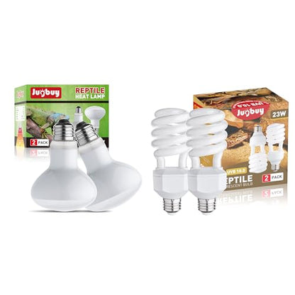 Reptile Heat Lamp Bulb and UVB Reptile Light Bulb 10.0, 100 Watt UVA Daylight Basking Spot Light with 23W UV Spiral Compact Florescent Terrarium Lamp
