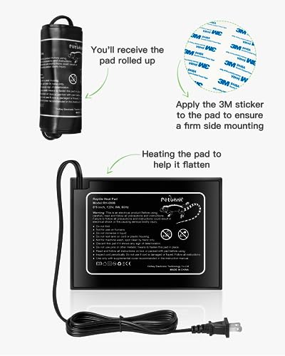 Reptile Heat Pad - Reptile Heating Pad Under Tank Heater for 10-20gal Tank, Terrarium Heat Mat Reptile Tank Accessories for Gecko/Bearded Dragon/Snake/Lizard/Frog/Spider/Plant Box,6 x 8in