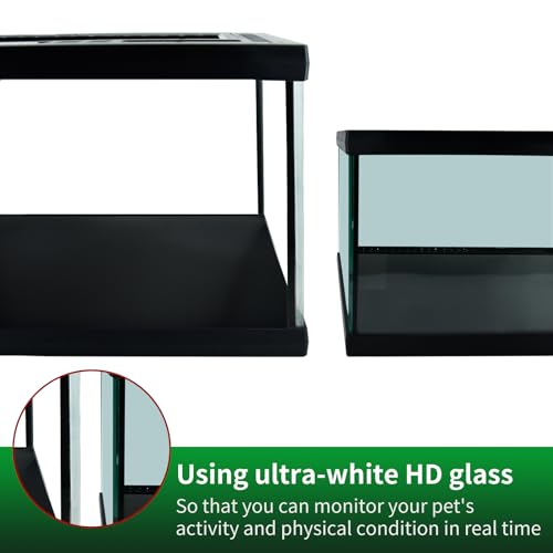 Reptile Glass Terrarium Tank 12 * 12 * 8" Full View with Top Ventilation, Amphibians Box Habitat Enclosure Cage for Frog,Spiders,Dubia Cockroach,Praying Mantis,Cricket,Tarantula,Hermit Crab - size: 12*12*8inch