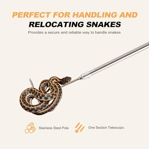 Snake Net, Snake Catcher Net, Rattlesnake Grabber Handling Tool, Reptile Catch Telescopic Pole Stick, Rattle Snake Removing and Catching Picker Tong, Snake Catcher Hook Grabber Handling Stick Trap Too