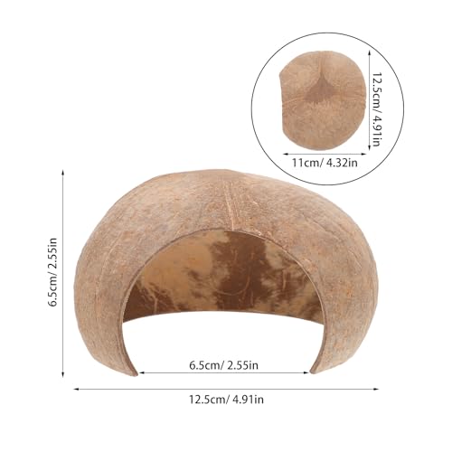 NUOBESTY 2pcs Coconut Shell Aquarium Hideouts for Fish and Shrimp Breeding Shelter, Natural Reptile and Gecko Cave Habitat, Large Pet Cave Decoration for Turtle and Hermit Crab Tank