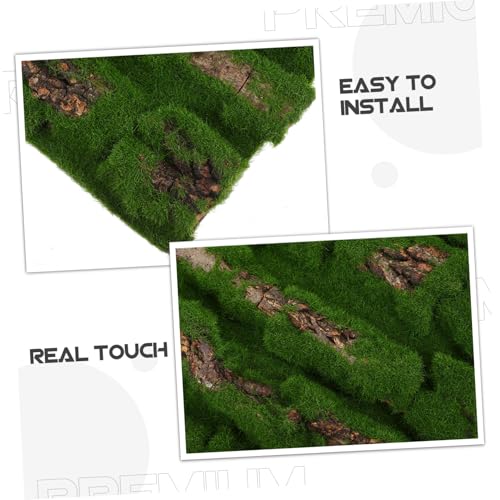 Healifty Simulated Moss Turf Outside Fake Moss Faux Terrarium Ornament Garden Landscape Decoration Fairy Garden Decor Reptile Bark Backdrop Artificial Mat Fake Bark Wooden Green