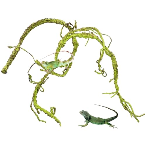 BNOSDM Reptile Jungle Vines Flexible Bend-A-Branch, 3.6Ft Reptile Climbing Branches, Chameleon Flexible Vine Decor,Terrarium Plants Decoration Accessories for Lizard Gecko Frog Snake - color: Green - 43.3''l Vines Decor