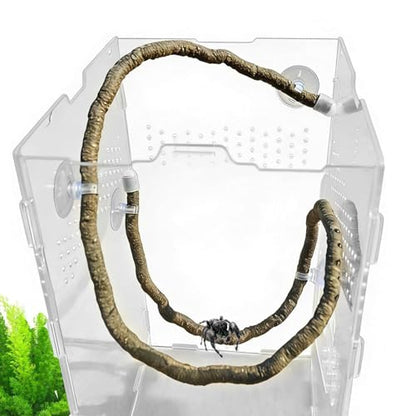 Artificial Reptile Climbing Vine, Bendable Jungle Branch Decor, Terrarium Habitat Accessories, Secure Suction Cup Vines, Tank Greenery for Reptiles - size: Brown
