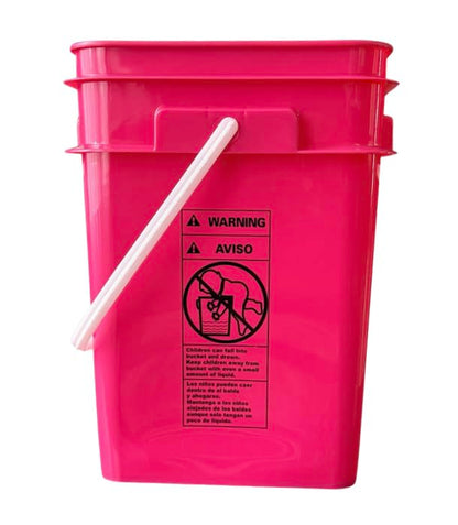 House Naturals 4 Gallon Square Food Grade Bucket Pail with Plastic Handles and Lid (Pack of 3) Made in USA containers (Pink/Magenta/Purple - Black lids) - color: Pink/Magenta/Purple - Black Lids