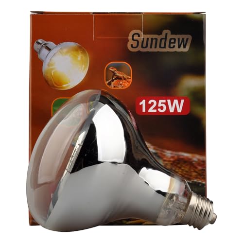 Sundew 125W Reptile Mercury Vapor Bulb, 120V E26 Base, Coated Glass UVA/UVB Basking Lamp, R36 (115mm)
