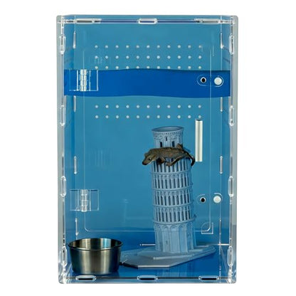 8x8x12 Acrylic Reptile Tank – Cyberpunk Blue Reptile Enclosure Terrarium Inspired by New Caledonia Rainforest – Color Habitat for Geckos & Small Reptiles - color: Blue