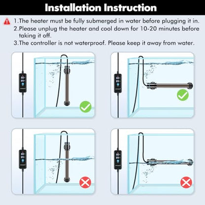Orlushy Submersible Aquarium Heater, Fish Tank Heater with Free Thermometer for Freshwater and Saltwater Tank - size: R150
