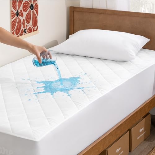 Bare Home Waterproof Quilted Mattress Protector - Cooling Mattress Pad - Protect Against Spills - Easy Wash - Fitted Mattress Cover - Dorm Essentials - Stretch-to-Fit up to 15 Inches Deep (Twin XL) - color: White, size: Twin XL (Mattress Pad)