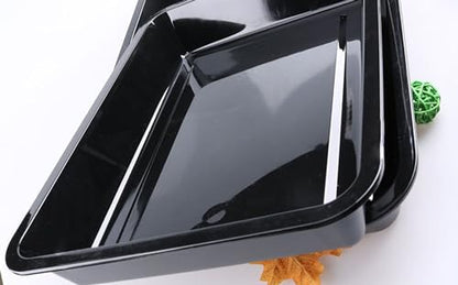 OMEM Reptile Drinking Tray - Large Water Dish Plastics Plate for Turtles, Small Reptiles, Ball Pythons, Lizards, and Snake Cages Bowl (L=35.4 x 5.3 x 26.3cm, Black) - color: black, size: L=35.4*5.3*26.3