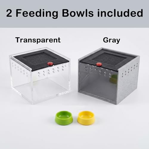 Cricket Keeper - Escape-Proof Insect Habitat Container for Dubia Cockroaches, Tarantulas, Spiders and Breadworms - Ventilated Bug Cage with Feeding Bowl (No Assembly Needed) (Transparent) - color: transparent