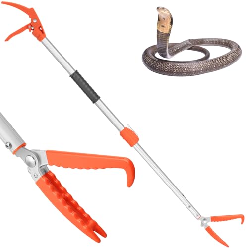 Kalkal 79" Snake Grabber Tool, Professional Aluminum Alloy Telescopic Rattle Snake Tongs, Heavy Duty Reptile Grabber Snake Catcher Wide Jaw Pick-up Handling Tool with Lock - size: 79 inch