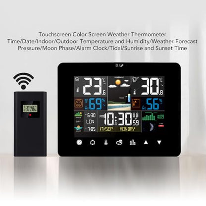 AUNMAS Digital Thermometer Hygrometer, Wireless Indoor Outdoor Weather Station with Large Display and Touch Controls, for Home Office Greenhouse Terrarium