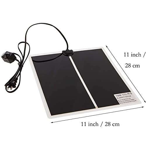 Reptile Heating Mat with Temperature Adjustment, Waterproof Reptile Heat Pad Under Tank Terrarium Heater for Amphibians, Small Animals, Seeding (14W - 11 x 11 in) - color: 14W - 11x11 IN