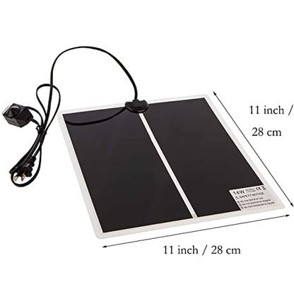 Reptile Heating Mat with Temperature Adjustment, Waterproof Reptile Heat Pad Under Tank Terrarium Heater for Amphibians, Small Animals, Seeding (14W - 11 x 11 in) - color: 14W - 11x11 IN