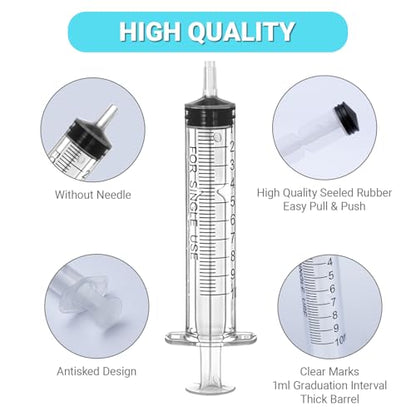 100 Pack 10 ml syringe, Versatile 10ml oral syringes, Perfect syringe for jello shots, Lab Use, Pet Feeding, Liquid Measuring & Refilling, Needle-Free Plastic Syringe - size: 10ml Syringes-100pcs