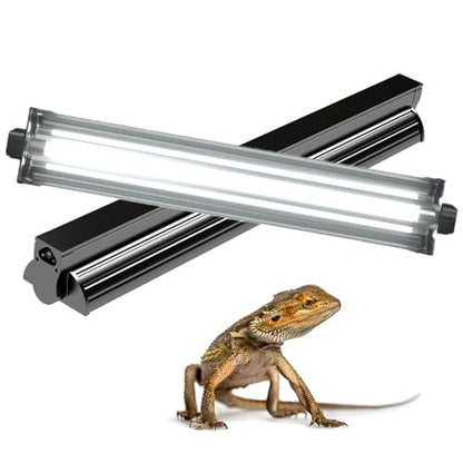 KINGYEENUO T8 Reptile Light Fixture Combo Kit 15W, UVB Reptile Light Fixture with Desert UVB 10.0 18.3" Fluorescent Tube, UVA UVB Reptile Light for Lizard, Bearded Dragon, Tortoise