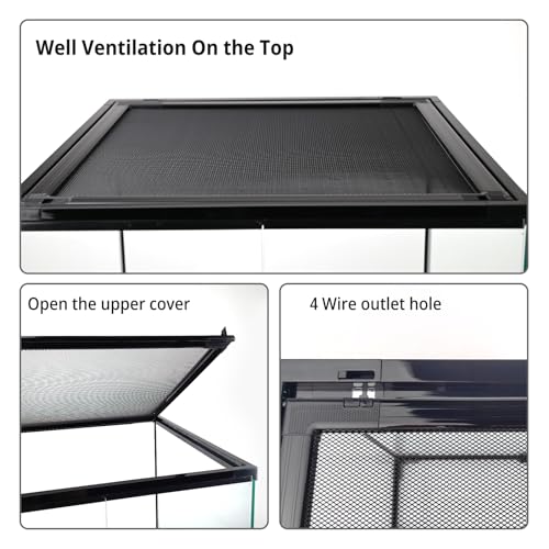 30 Gallon Tall Reptile Glass Tank Terrarium 18"x18"x24" Large Habitat Enclosure for Gecko,Lizard,Chameleon,Frog,Snake,No Install Needed and Come with Tank Background - size: 18*18*24inch