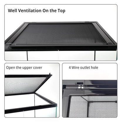 30 Gallon Tall Reptile Glass Tank Terrarium 18"x18"x24" Large Habitat Enclosure for Gecko,Lizard,Chameleon,Frog,Snake,No Install Needed and Come with Tank Background - size: 18*18*24inch