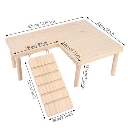 Reptiles Hideout Wooden with Climbing Ramp Bearded Dragon Hide Cave Wood Aquariums & Terrariums Accessories for Bearded Dragons Leopard Geckos Lizards Turtles Hamsters(Large)