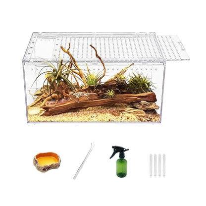 Reptile Growth Reptile PC Terrarium,Tarantula Enclosure,Spider Tank with Magnetic Button.12"x 8" x 6" Lizard Enclosure,Reptile Breeding Tank for Insect,Fish,Tarantula,Hermit Crab,Small Bearded Dragon - size: 12" * 8" * 6"