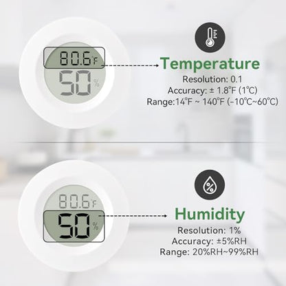 Atogou 2-Pack Mini Hygrometer & Thermometer, Indoor Outdoor Digital Humidity Meter Gauge Temperature, ℉/℃, for Home, Office, Reptile, Car, Greenhouse, Lab, Terrarium, Cellar.. A01 White - color: White 2-pack