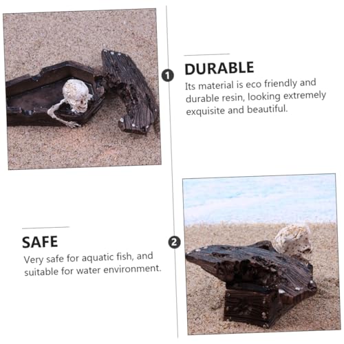 STOBOK 2pcs Resin Coffin Decorations Fish Tank Ornaments Bob Skeleton Aquatic Aquarium Sand Aquarium Coffin Skull for Aquarium Skulls for Aquarium Decorative Resin Skull Coffin