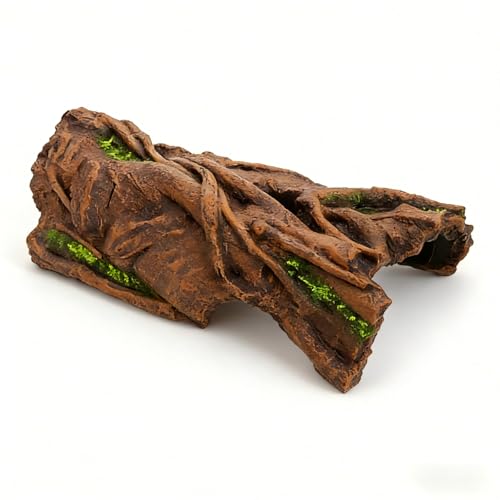 Lizard Snake or Reptile Hide& Amphibian Habitat Hideouts, Resin Log Hide Cave Ideal for Bearded Dragons, Snakes, and Geckos Used for Crested Gecko，Ball Python Tank Accessories