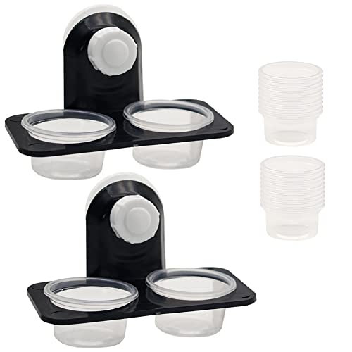 Double Crested Gecko Feeding Ledge with 20 Pcs 0.5oz Bowls, Detachable Suction Cup Reptile Feeding Dish Feeder for Lizard, Tortoise, Spider & Gecko - style: Double