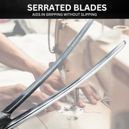 ADROIT 12" Curved Extra Long Hemostat Forceps | Stainless Steel Design | Extra Long with Small Teeth On Jaws | Locking Mechanism Built in | Great for Sewing, Fishing, Jewelry Making, Multi-Use - size: 12", style: Curved