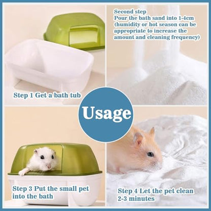 Hamster Sand Bath - Whit Fine Sand Hamster Bedding Reptile Silica Sand Gerbil Hideout for Hamster Chinchillas Gerbil Small Animals Small Pets (White, 1.1 lb + M Hamster Bathtub + Scoop) - color: White, size: 1.1 lb + M Hamster Bathtub + Scoop
