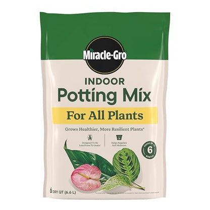 Miracle-Gro Indoor Potting Mix (6 qt.) and Plant Food (8 fl. oz.) for All Plant and Plant Care Leaf Protect & Shine (8 fl. oz.) - Bundle for Growing, Fertilizing, Protecting and Cleaning Houseplants - size: 6 qt (Care Bundle), style: 6 QT