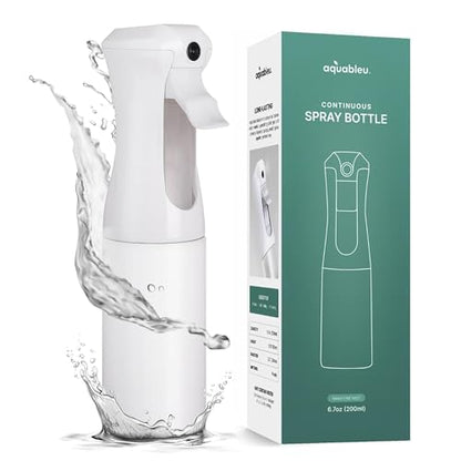 Aquableu Spray Bottle for Hair – Continuous Mist Spray Bottle for Hair Care, Styling, Cleaning, Plants, Pets & Essential Oils (White, 6.76oz/200ml) - color: White