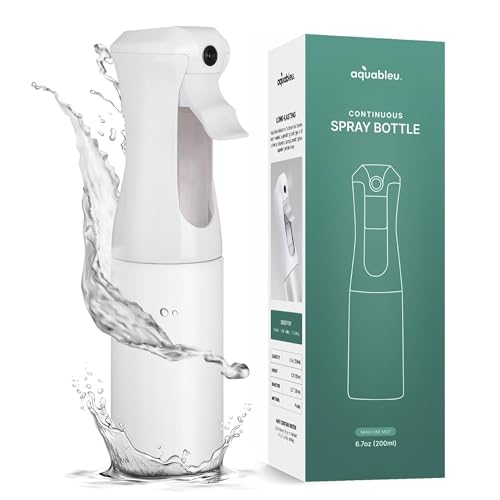 Aquableu Spray Bottle for Hair – Continuous Mist Spray Bottle for Hair Care, Styling, Cleaning, Plants, Pets & Essential Oils (White, 6.76oz/200ml) - color: White