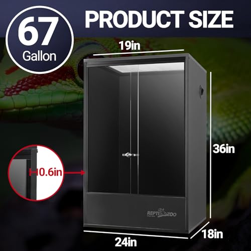 REPTI ZOO 67 Gallon PVC Tall Reptile Tank, 24 x18x36 inch Large Reptile Terrarium for Gecko Lizard Chameleon Frog Snake, Enclosure Habitat with Sliding Door & Top Screen Ventilation - size: 24x18x36 inch