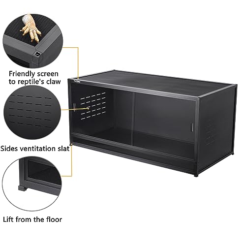 Stackable Space Efficient Reptile Enclosure 44"x20"x20", Reptile Tank 4 Packs for Bearded Dragon and Ball Python, Expandable Snake Terrarium with Front Opening, Combination Lock