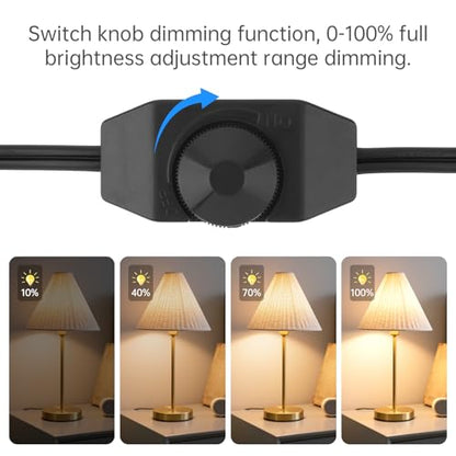 RTNLIT Lamp Dimmer Plug Switch Extension Cord for Dimmable Indoor Outdoor String Lights Halogen Incandescent (6Ft, Black)