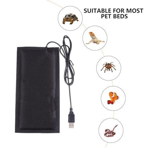 Balacoo USB Reptile Heating Pad, Under Tank Heater for Snake, Lizard, Turtle, Terrarium Heat Mat for Reptile, Consistent Temperature Control (Black, 7.9 x 3.9 in)