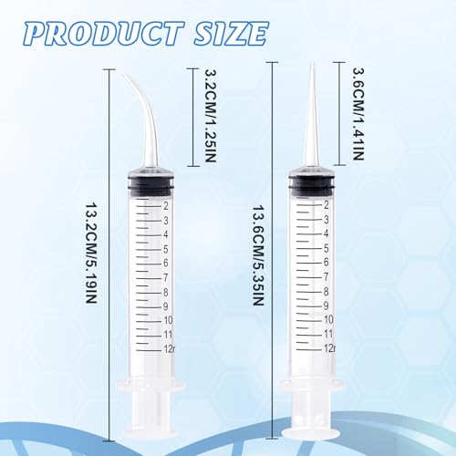 Wisdom Teeth Syringe, 12ml Dental Irrigation Syringe with Curved & Straight Tips, Sterile Individually Packaged for Oral Care, Tonsil Stones Removal, Liquid, Feeding (20 Pack) - style: Curved Tip & Straight Tip 20 Pack
