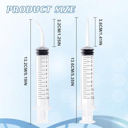 Wisdom Teeth Syringe, 12ml Dental Irrigation Syringe with Curved & Straight Tips, Sterile Individually Packaged for Oral Care, Tonsil Stones Removal, Liquid, Feeding (20 Pack) - style: Curved Tip & Straight Tip 20 Pack