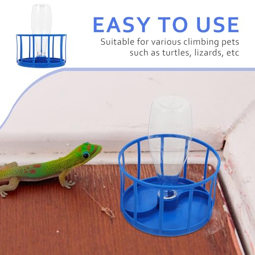 Toddmomy Automatic Reptile Water and Food Dish Bowl, Dark Blue Dual-Function Feeding Tray for Tortoises, Lizards, and Terrarium Pets with Large Capacity Water Reservoir