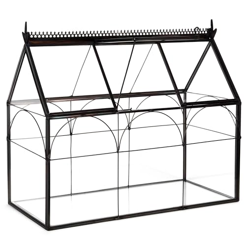 D'Eco Glass Greenhouse Centerpiece (10x4.5x9) - Spring Home Decor & Wedding Letterbox - Tabletop Geometric Planter Terrarium - Fill with Succulents, Moss, Flowers for Plant Lovers - size: Greenhouse
