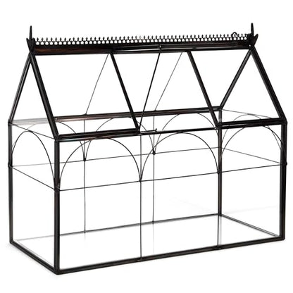 D'Eco Glass Greenhouse Centerpiece (10x4.5x9) - Spring Home Decor & Wedding Letterbox - Tabletop Geometric Planter Terrarium - Fill with Succulents, Moss, Flowers for Plant Lovers - size: Greenhouse