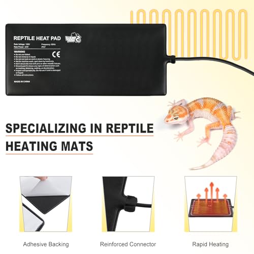 LUCKY HERP Reptile Heating Pad 24W 8X18 Inch with Thermostat, Under Tank Heater Terrarium Warmer Heat Pad and Digital Thermostat Controller for Hermit Crab, Turtles Lizards, Reptile - size: 24