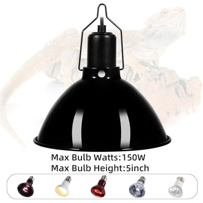 DXOPHIEX 8.5inch Dome Reptile Heat Lamp Reptile Light Fixture UVB Light Fixture Max 150W for Bearded Dragon, Turtles, Snake and Lizard Terrarium - size: 8.5inch