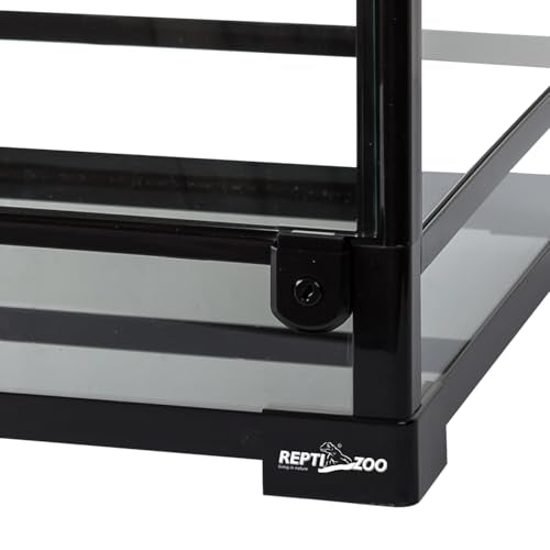 REPTI ZOO Amphibian Habitat Tank 10 Gallon, Full Vision Glass Reptile Terrarium 12" x 12" x 18", Vertical Reptile Tank with Deep Base & Top Screen Ventilation