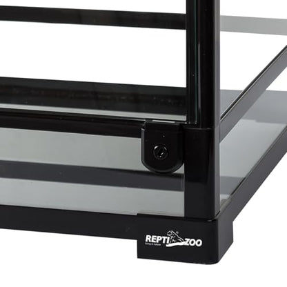 REPTI ZOO Amphibian Habitat Tank 10 Gallon, Full Vision Glass Reptile Terrarium 12" x 12" x 18", Vertical Reptile Tank with Deep Base & Top Screen Ventilation
