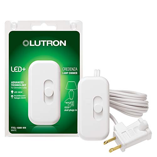 Lutron Credenza LED+ 100-Watt Plug-In Lamp Dimmer Switch, TTCL-100H-WH, White - color: White